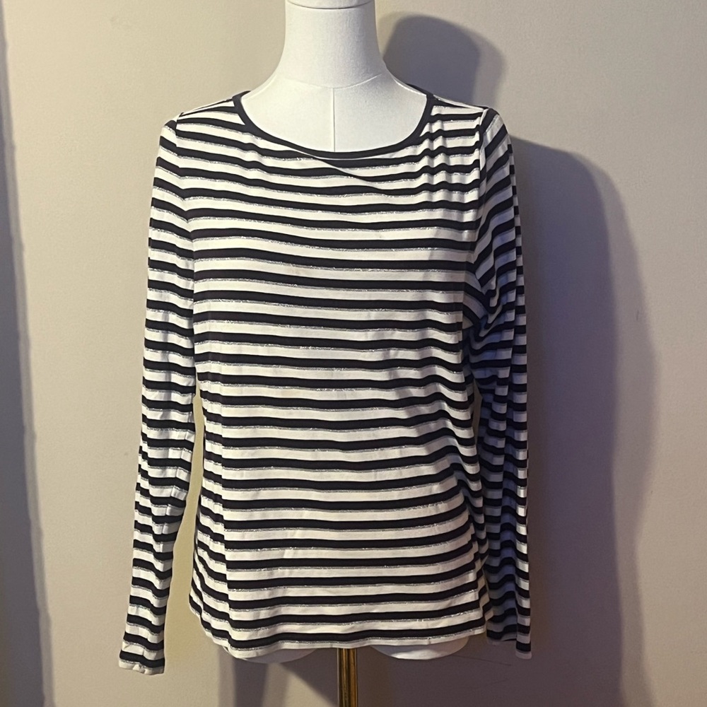 Like New Talbots Purple and White Striped Blouse XLP